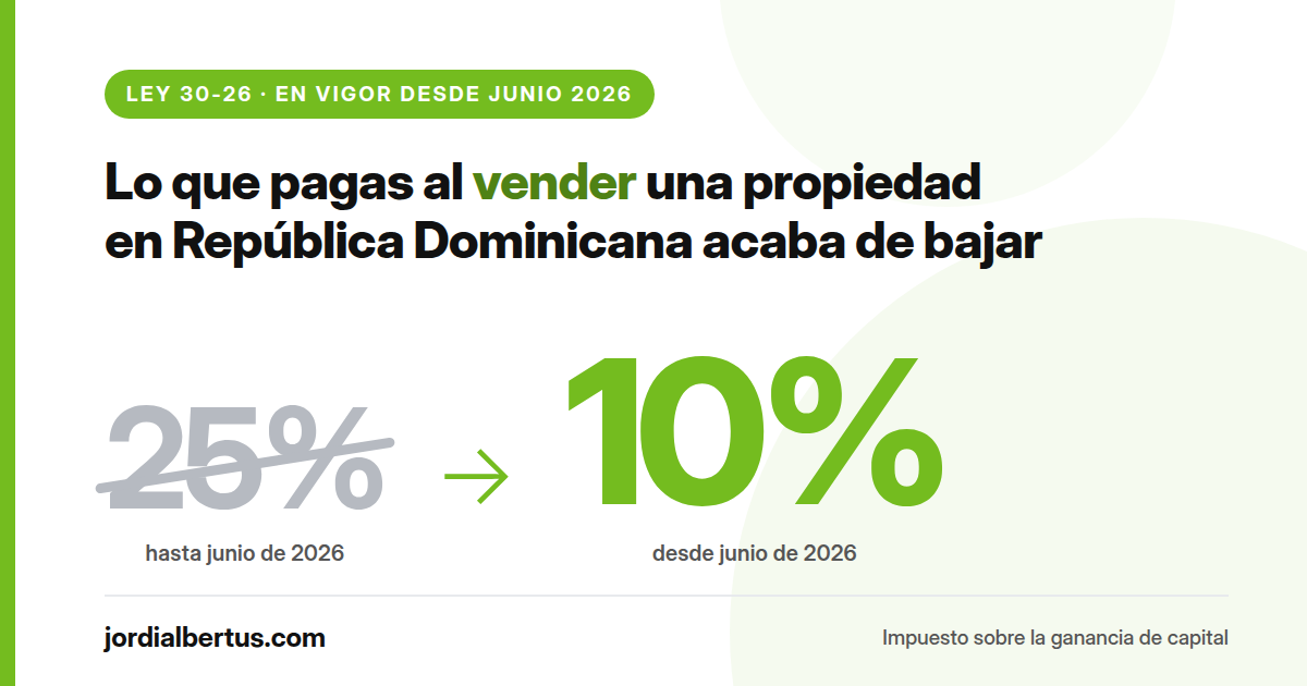 Impuestos al vender una propiedad en República Dominicana: del 25% al 10%